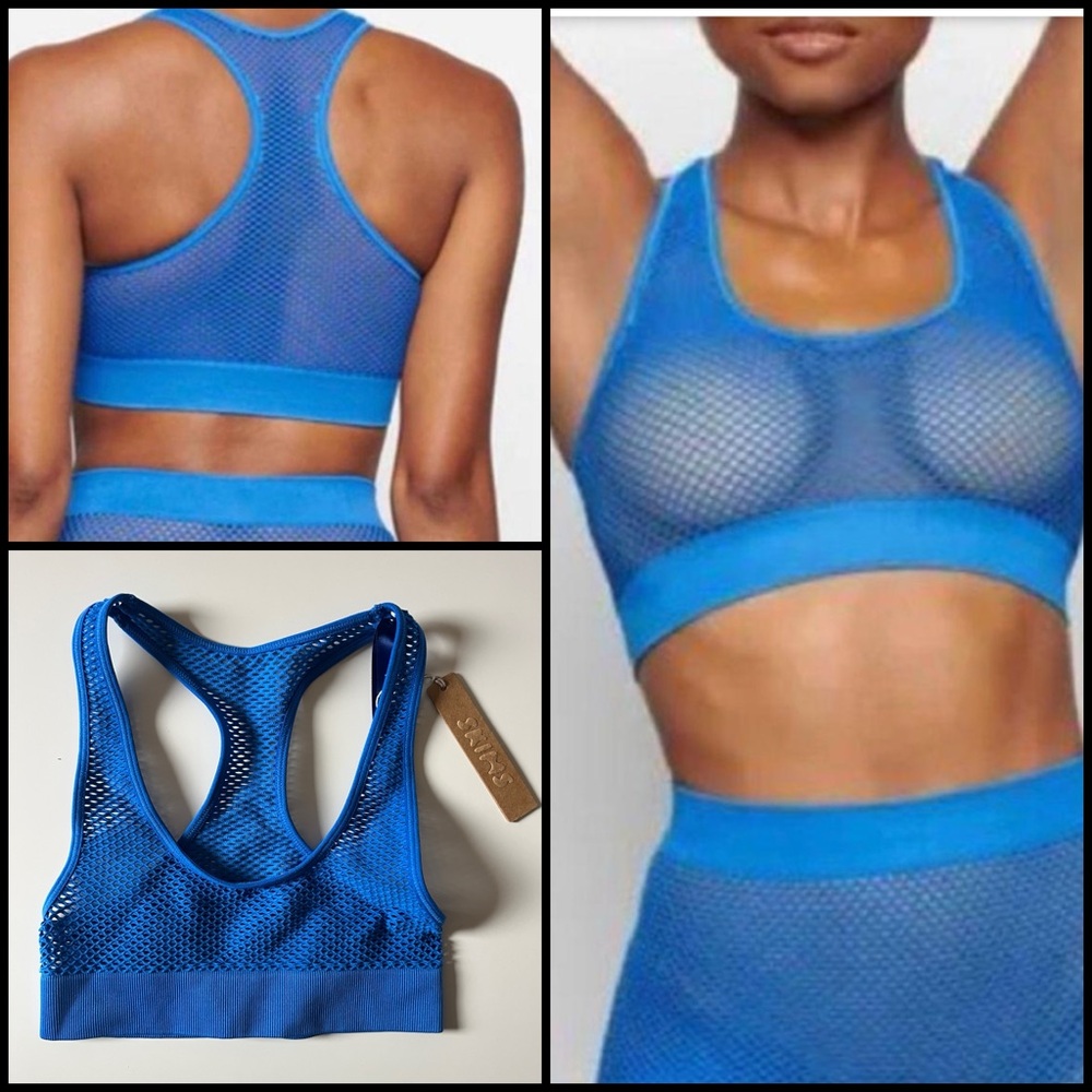 Skims Racerback Mesh Sports Bra in Cobalt NWT